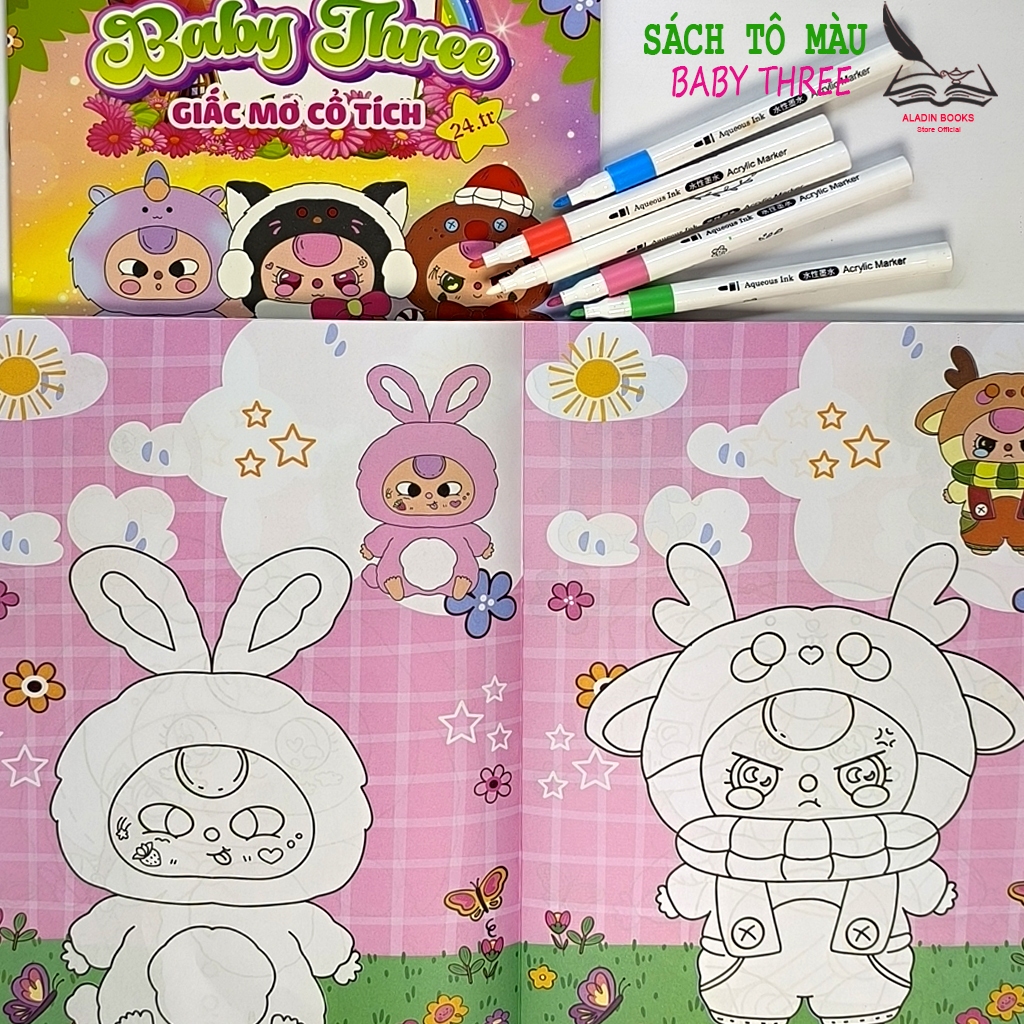 Sách Tô Màu Baby Three Cho Bé Hành Trình Sáng Tạo Và Khám Phá