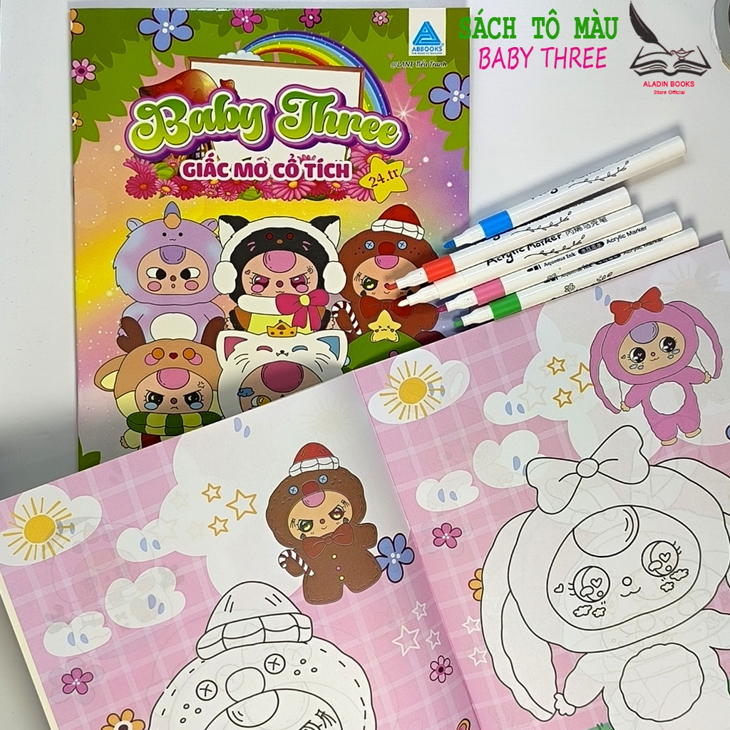 Sách Tô Màu Baby Three Cho Bé Hành Trình Sáng Tạo Và Khám Phá