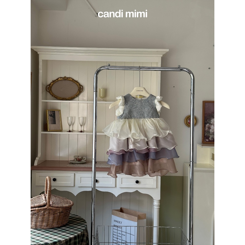 CANDIMIMI Váy dạ hội voan xoè màu sắc cao cấp - Phong cách Hàn Quốc