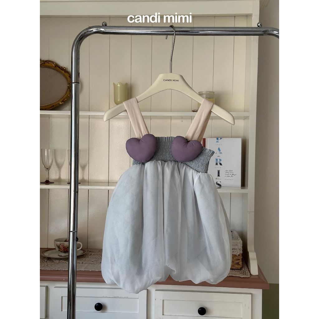 CANDIMIMI Váy hai dây baby doll đính trái tim cao cấp - Phong cách Hàn Quốc