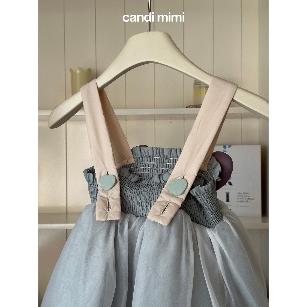 CANDIMIMI Váy hai dây baby doll đính trái tim cao cấp - Phong cách Hàn Quốc