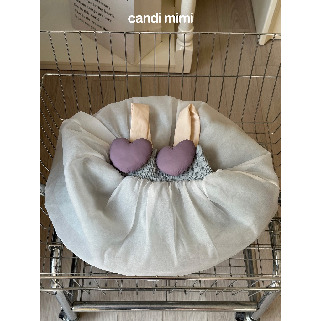 CANDIMIMI Váy hai dây baby doll đính trái tim cao cấp - Phong cách Hàn Quốc