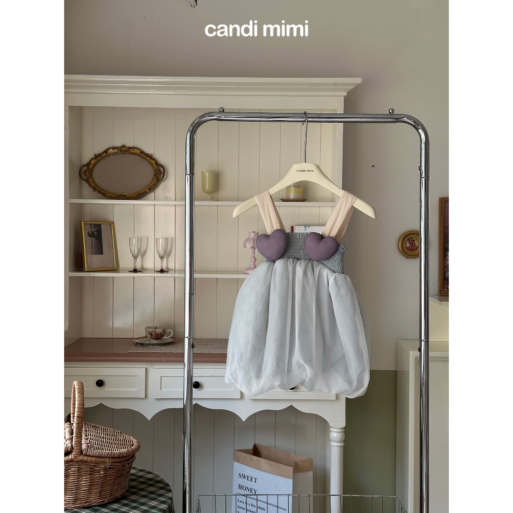 CANDIMIMI Váy hai dây baby doll đính trái tim cao cấp - Phong cách Hàn Quốc