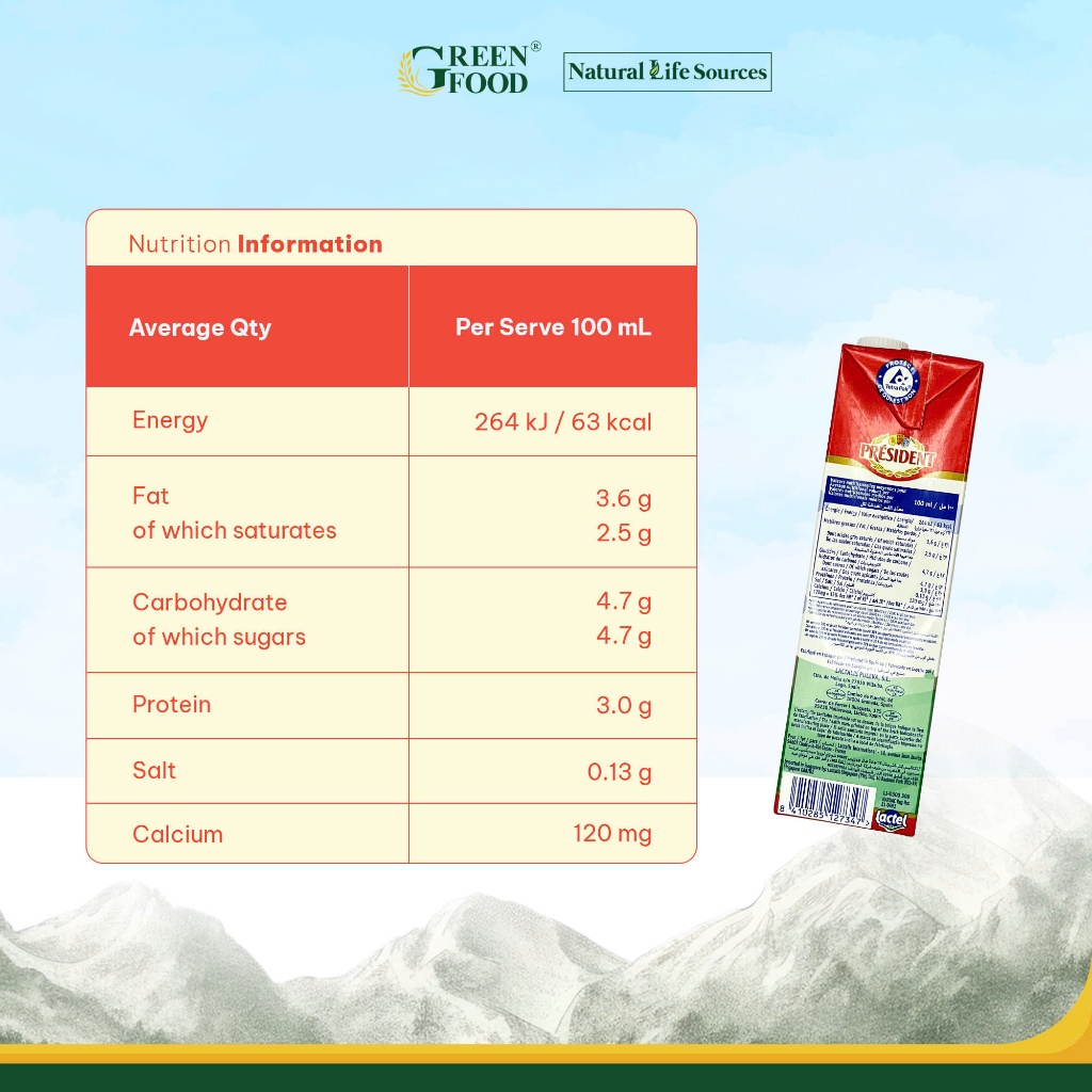 Ảnh Thùng 6 Hộp Sữa Tươi Tiệt Trùng President Nguyên Kem 1L - Độ Béo 3.6%, Không Đường,nhập khẩu từ Pháp 4