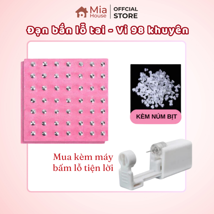Vỉ đạn bạc bấm lỗ tai, khuyên bấm lỗ tai và núm bịt mua thêm cho máy bấm lỗ tai