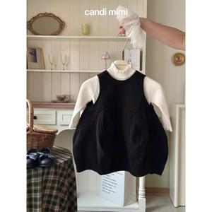 CANDIMIMI Váy dáng quả bí dễ thương màu đen - Phong cách Hàn Quốc