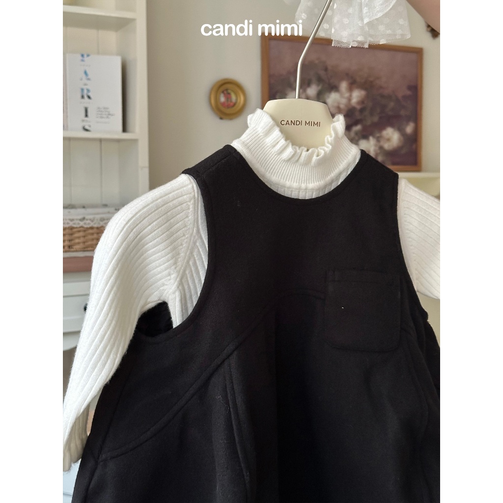 CANDIMIMI Váy dáng quả bí dễ thương màu đen - Phong cách Hàn Quốc