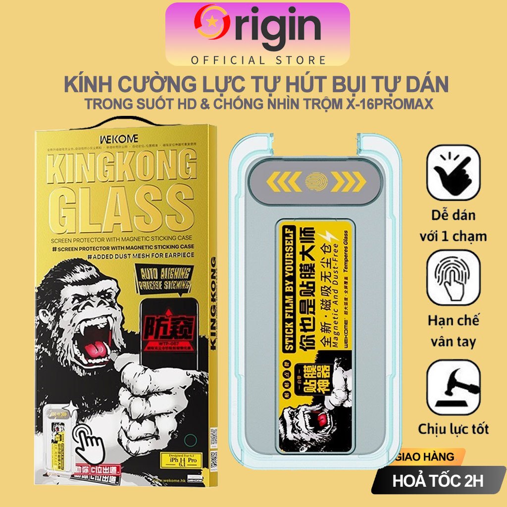 Kính cường lực KingKong tự dán iPhone Trong suốt HD hạn chế vân tay iPhone 15Promax 18 pro max 17 Pro max 16 Pro 13 [WK]