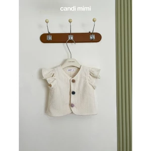 CANDIMIMI Áo gile tay voan xoè đính cúc 3 màu - Phong cách Hàn Quốc