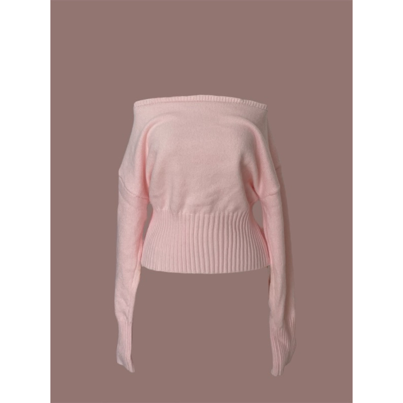 Áo len hồng trễ vai mỏng BABY PINK SWEATER | BigBuy360 - bigbuy360.vn