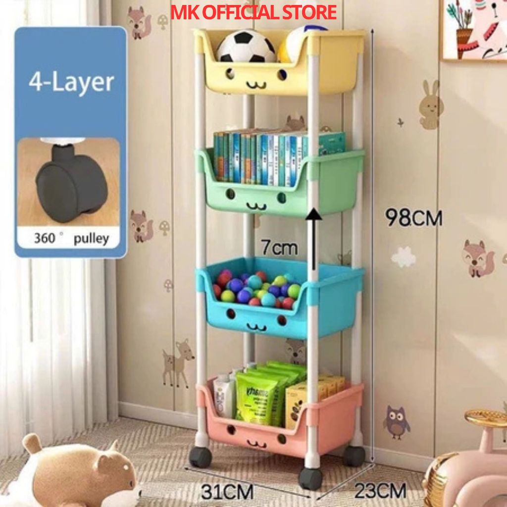 Xe đẩy đựng đồ trẻ em dể thương, kệ đựng đồ 3/4/5 tầng đa năng chuyên dùng cho mẹ bỉm sữa, spa, tiệm nail