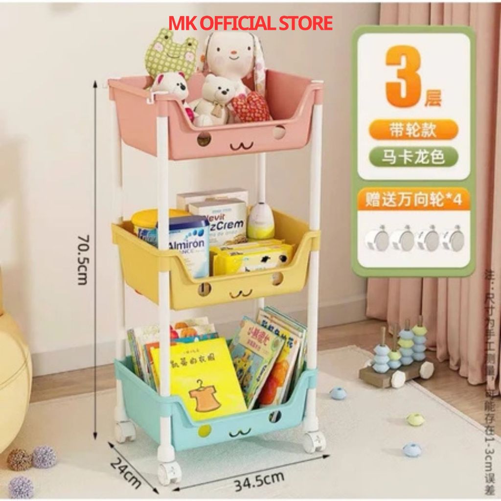 Xe đẩy đựng đồ trẻ em dể thương, kệ đựng đồ 3/4/5 tầng đa năng chuyên dùng cho mẹ bỉm sữa, spa, tiệm nail