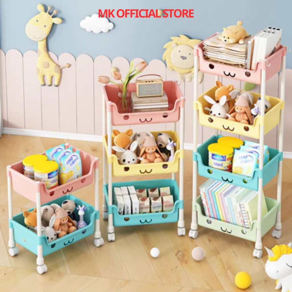 Xe đẩy đựng đồ trẻ em dể thương, kệ đựng đồ 3/4/5 tầng đa năng chuyên dùng cho mẹ bỉm sữa, spa, tiệm nail