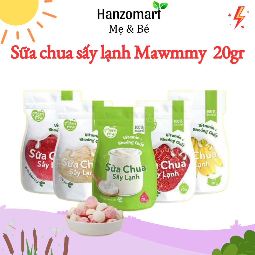 Sữa chua khô sấy lạnh Mămmy 5 vị:Tổ yến,Táo,Dâu,Chuối và Nguyên bản,bổ sung vitamin bé từ 6 tháng tuổi