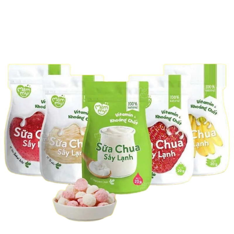 Sữa chua khô sấy lạnh Mămmy 5 vị:Tổ yến,Táo,Dâu,Chuối và Nguyên bản,bổ sung vitamin bé từ 6 tháng tuổi