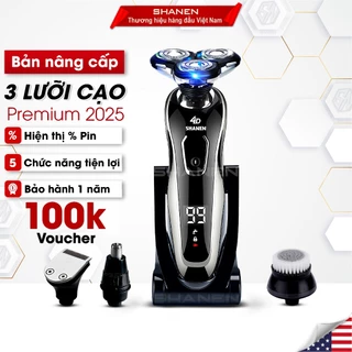 Máy cạo râu đa năng 3 lưỡi kép SHANEN, Tỉa lông mũi tiện lợi, Cạo cực sát, êm, chống nước tuyệt đối