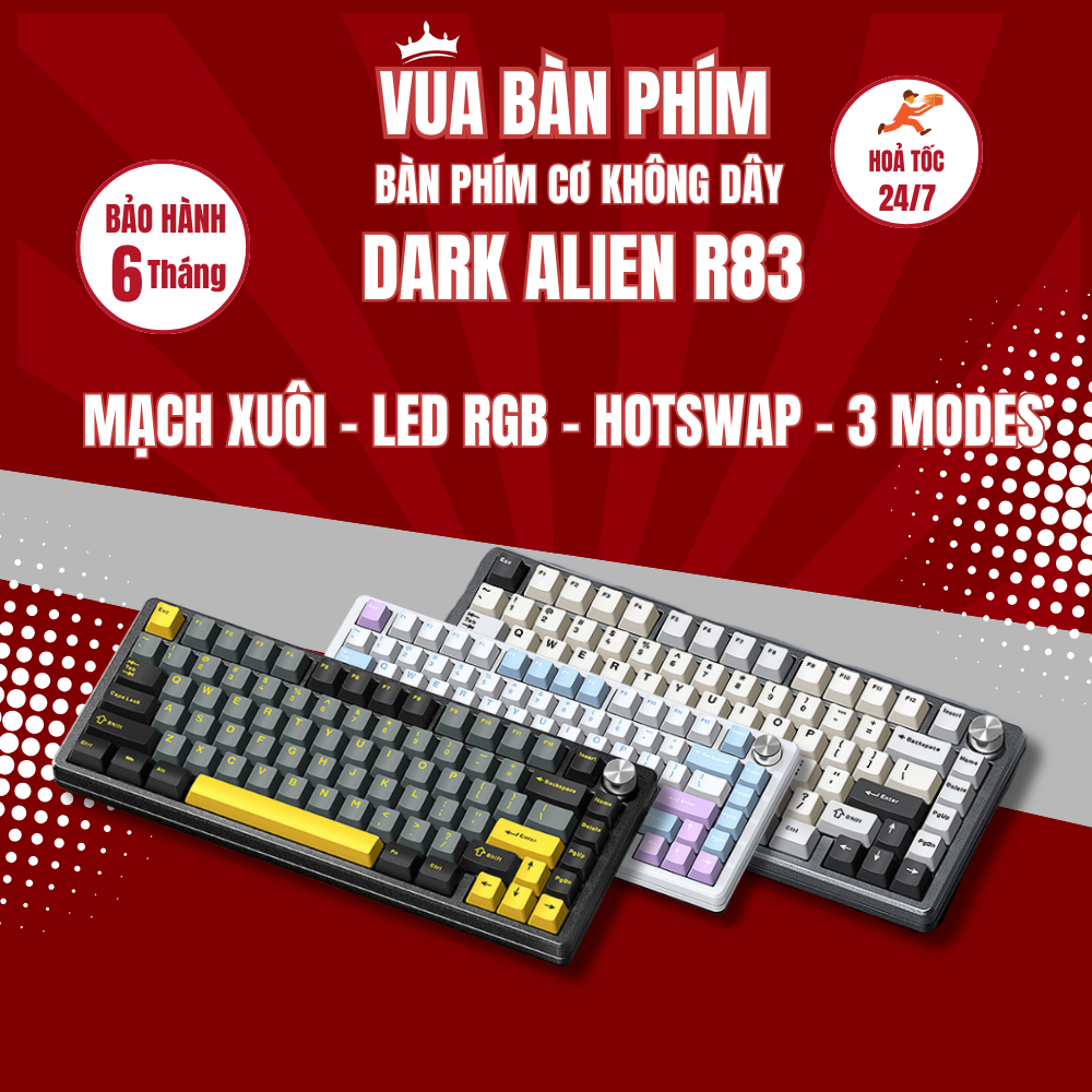 [HÀNG SẴN] Bàn phím cơ không dây Dark Alien r83 nhôm CNC nguyên khối ...