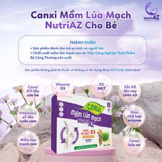 Combo 5 Canxi Hữu Cơ Cho Bé Mầm Lúa Mạch NutriAZ Hỗ Trợ Bé Phát Triển Chiều Cao, Xương Chắc Khỏe