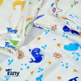 Khăn tắm Bamboo sợi tre 3 lớp thông thoáng gấu in rơi & màu trơn Fany cho bé