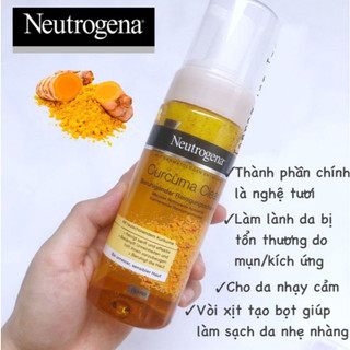 Sữa Rửa Mặt Tạo Bọt Giảm Thâm Mụn, Giảm Dầu Chiết Xuất Nghệ Neutrogena Calme Curcuma Mousse Nettoyante 150ml