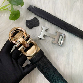 Set thắt lưng nam khoá gạt tự động 2 mặt 1 dây da bò cao cấp bản rộng 3,5cm thatlungvidanamnu