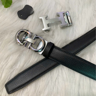 Set thắt lưng nam khoá gạt tự động 2 mặt 1 dây da bò cao cấp bản rộng 3,5cm thatlungvidanamnu