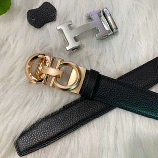 Set thắt lưng nam khoá gạt tự động 2 mặt 1 dây da bò cao cấp bản rộng 3,5cm thatlungvidanamnu