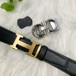 Set thắt lưng nam khoá gạt tự động 2 mặt 1 dây da bò cao cấp bản rộng 3,5cm thatlungvidanamnu