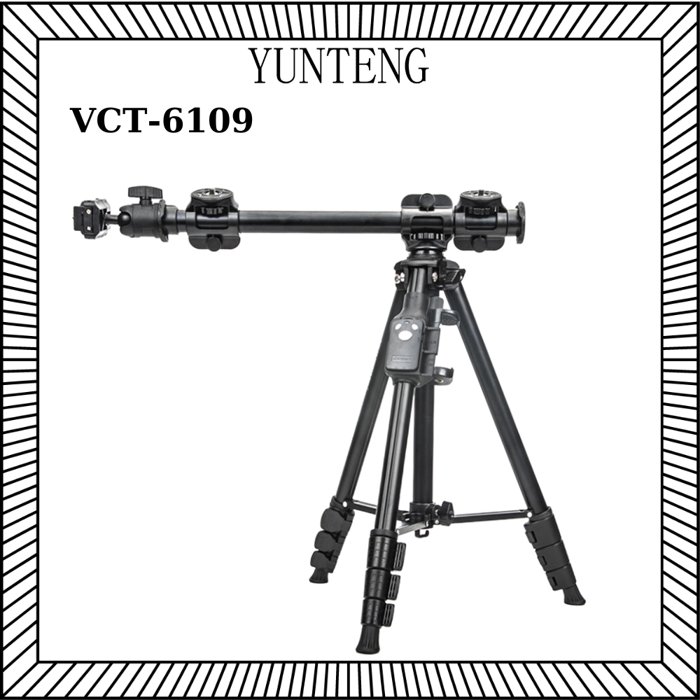 Chân máy ảnh điện thoại Yunteng VCT-6109 – Tripod có thanh ngang quay từ trên xuống, gấp gọn 39cm, kèm remote Bluetooth