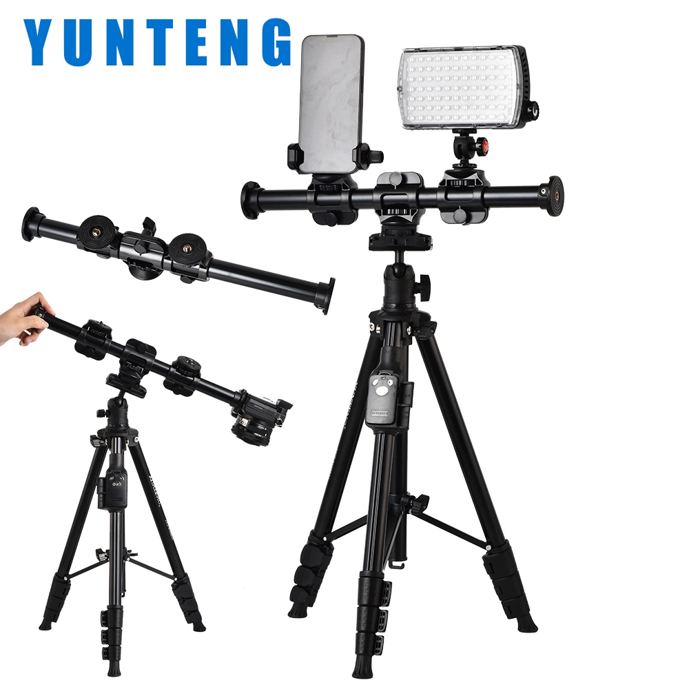 Chân máy ảnh điện thoại Yunteng VCT-6109 – Tripod có thanh ngang quay từ trên xuống, gấp gọn 39cm, kèm remote Bluetooth