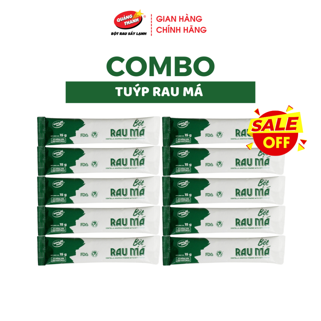 [Combo] Bột Rau Má, Rau Má Đậu Xanh, Rau Má Cốt Dừa Tuýp Nhỏ 15g Quảng ...