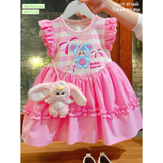 [XẢ 30-45kg] Đầm Baby Three tay tiên hồng dễ thương phong cách Hàn Quốc Sofia