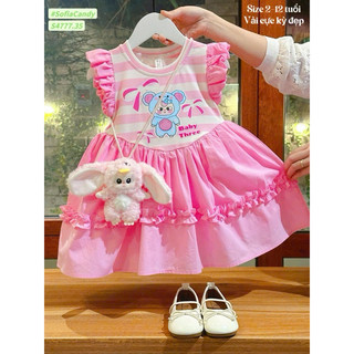 [XẢ 30-45kg] Đầm Baby Three tay tiên hồng dễ thương phong cách Hàn Quốc Sofia