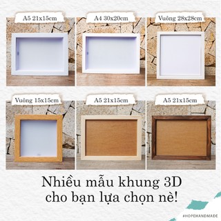 Khung Ảnh 3D Để Bàn Loại Khung Tranh Sâu Lòng làm khung hoa khô, 3D size 30x20,21x15 28x28,15x15