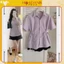 Set áo sơ mi đũi phối dây buộc hai bên eo kèm quần short cạp chun phong cách tiểu thư siêu xinh