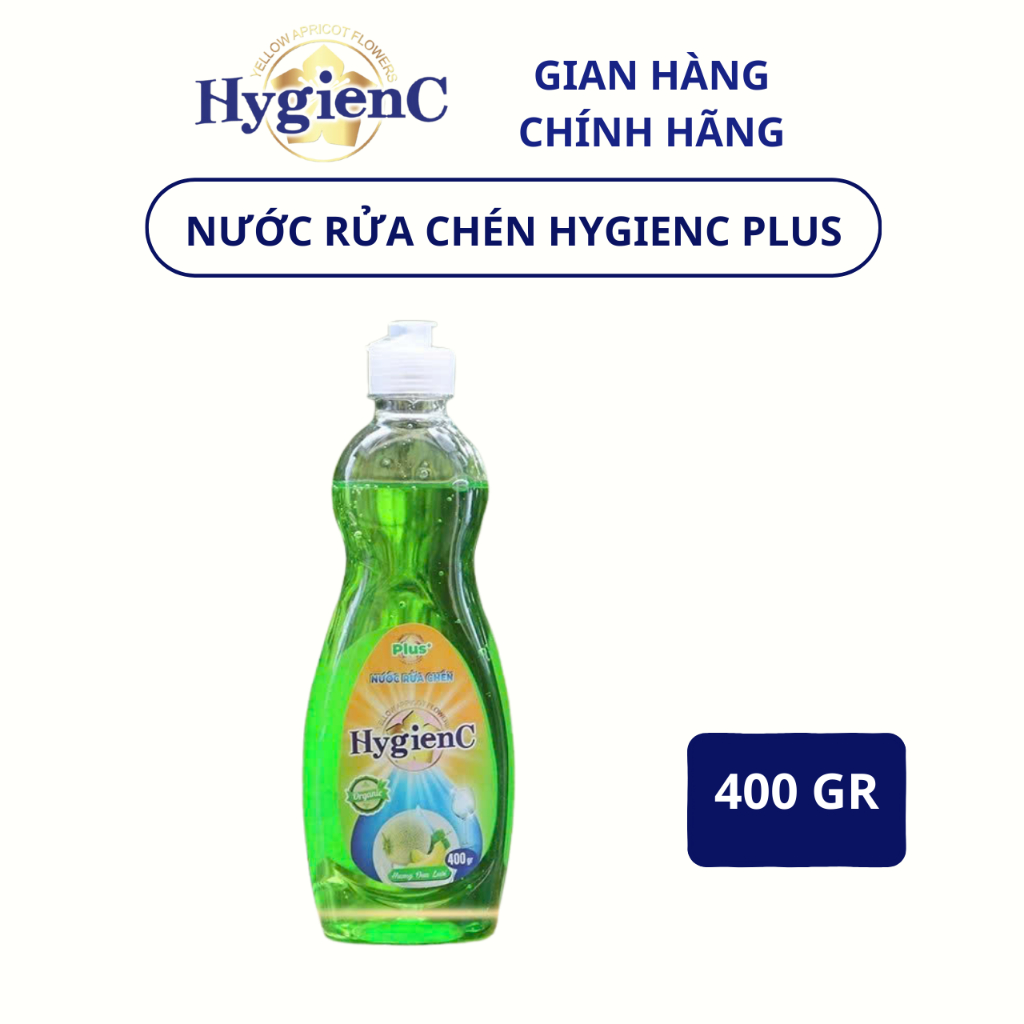 Ảnh Chai Nước Rửa Chén HygienC Plus 400 Gram Hương Dưa Lưới Làm Sạch Vết Dầu Mỡ 1