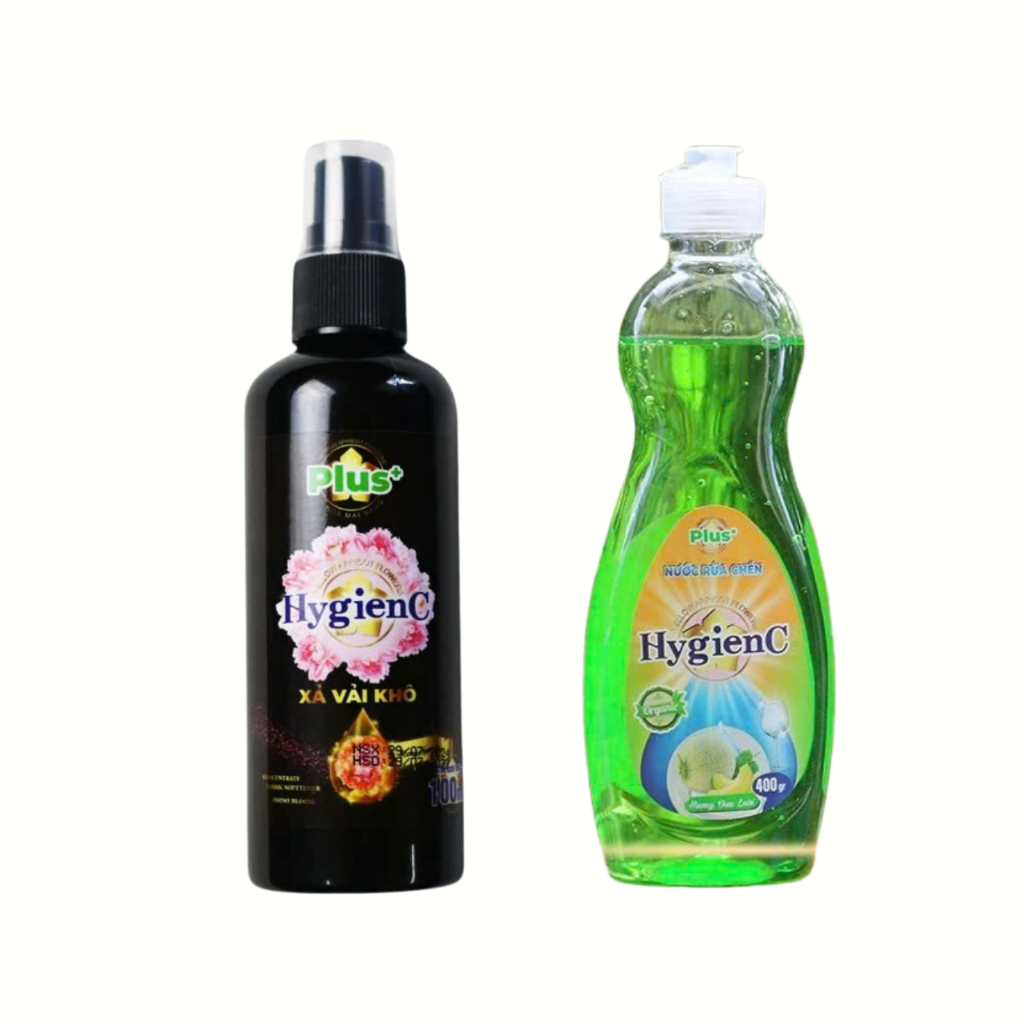 Ảnh Combo 2: 1 Chai Xịt Xả Vải Khô 100ml + 1 Chai Nước Rửa Chén 400gr - HygienC Plus 2