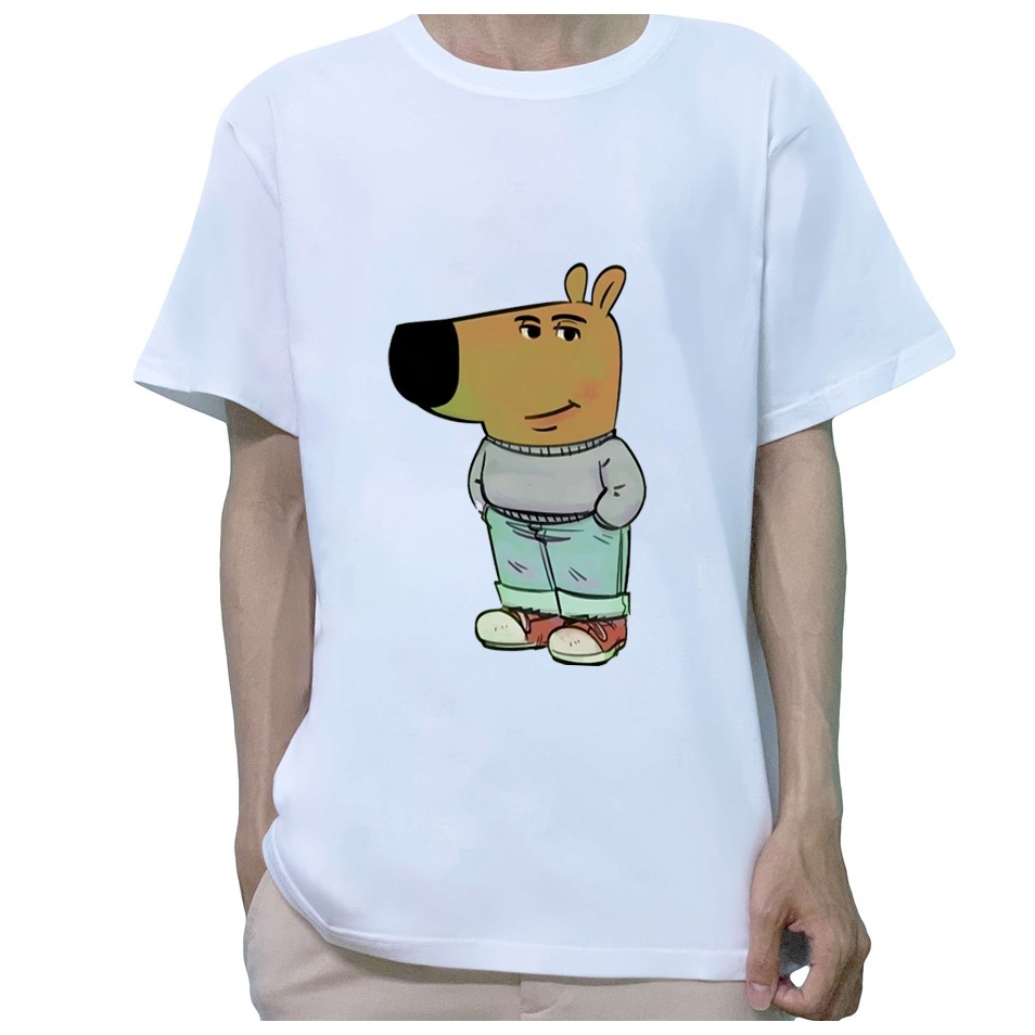 Áo thun trắng in hình Chill Guy mềm mịn co dãn thấm hút mồ hôi 40-100kg form rộng Basetee Unisex