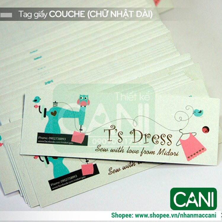 1000c In theo yêu cầu Tag giấy que dài 2.5 x 8.5cm - Tem Nhãn giấy treo quần áo