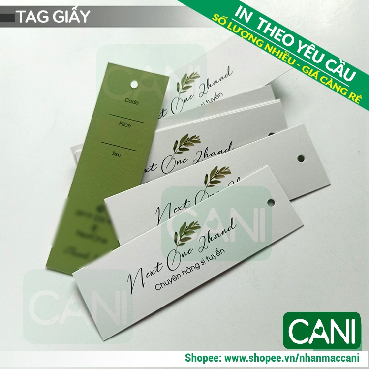 1000c In theo yêu cầu Tag giấy que dài 2.5 x 8.5cm - Tem Nhãn giấy treo quần áo