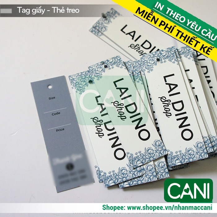1000c In theo yêu cầu Tag giấy que dài 2.5 x 8.5cm - Tem Nhãn giấy treo quần áo