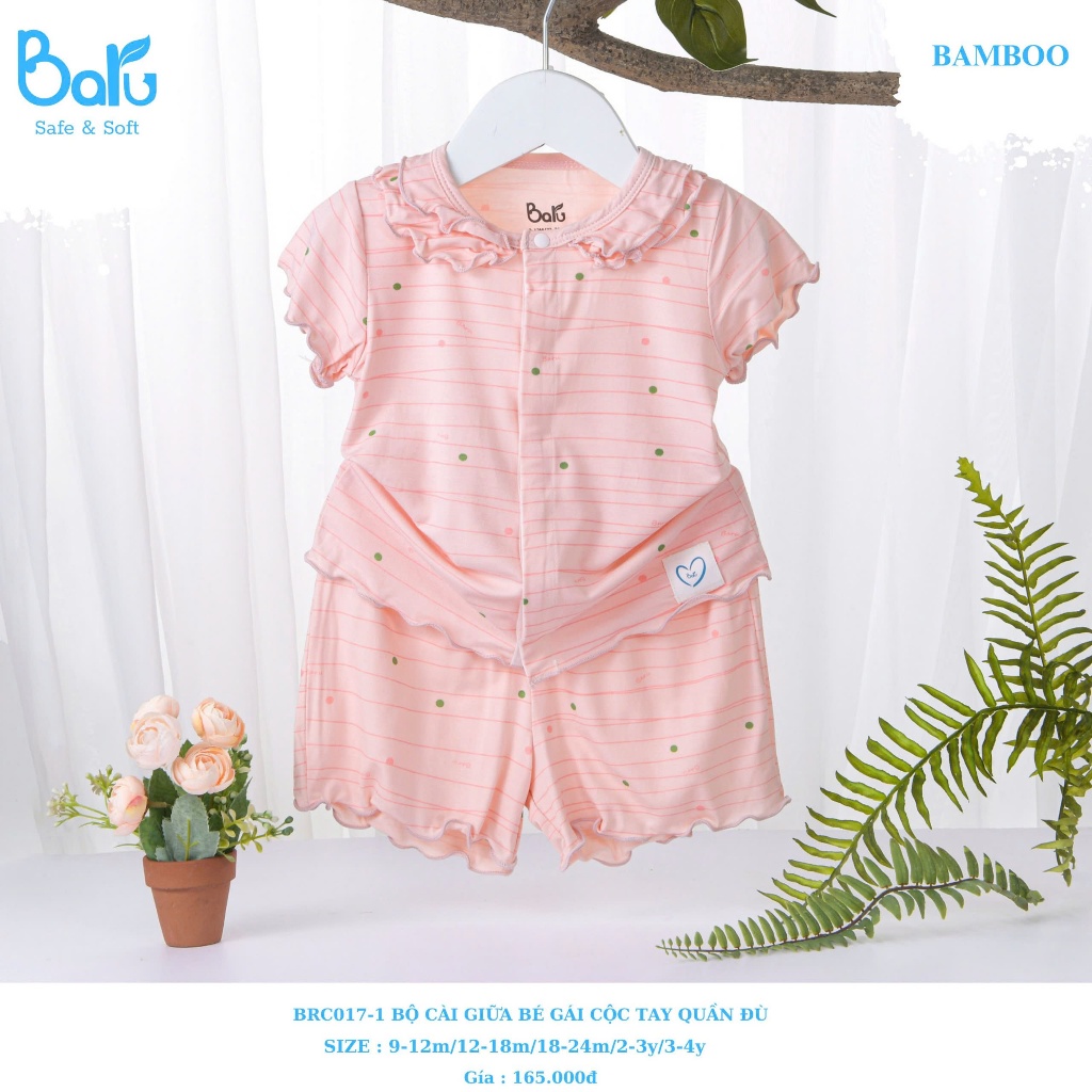 Bộ cài giữa bé gái cộc tay quần đùi