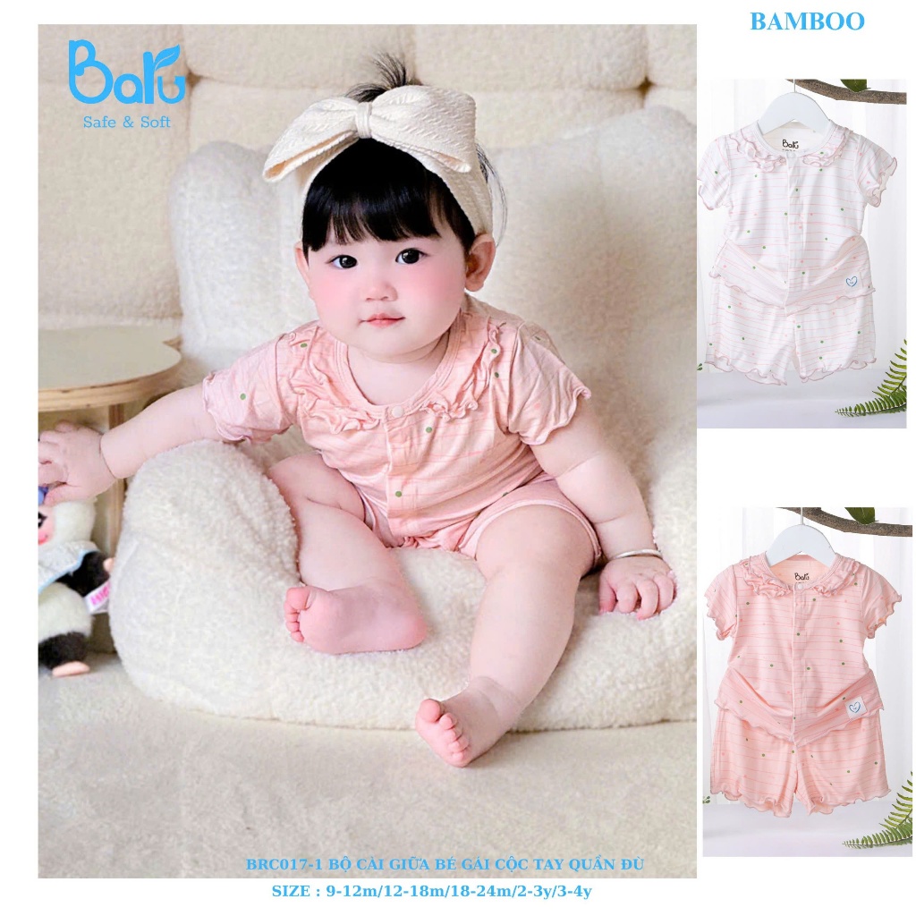 Bộ cài giữa bé gái cộc tay quần đùi