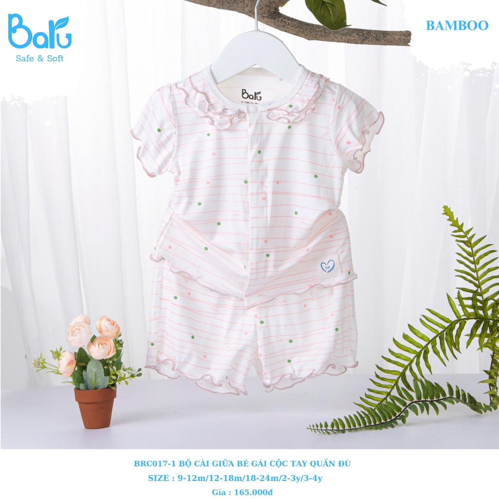 Bộ cài giữa bé gái cộc tay quần đùi