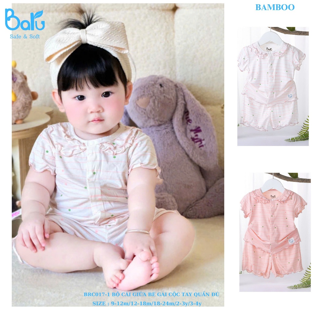 Bộ cài giữa bé gái cộc tay quần đùi