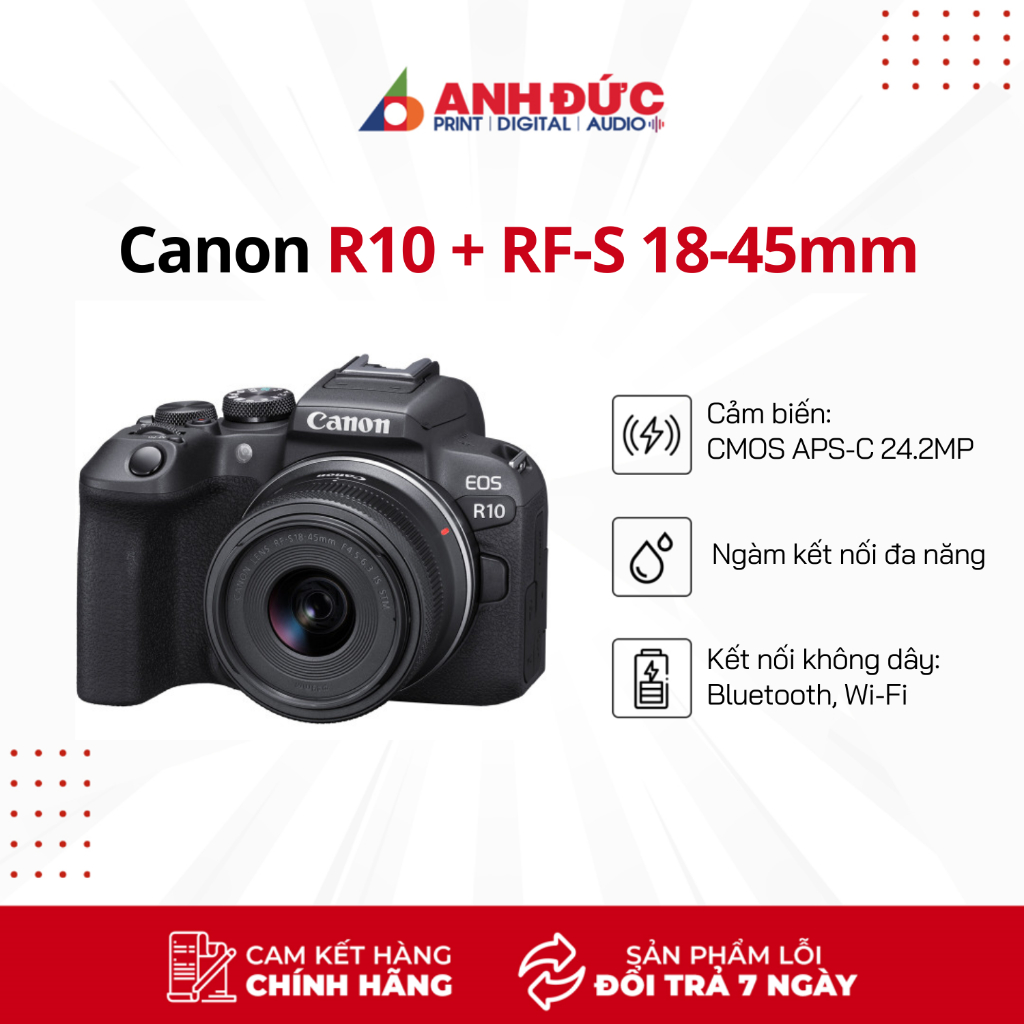 Máy ảnh Canon EOS R10 + Lens RF-S 18-45mm f/4.5-6.3 IS STM - Hàng Chính ...