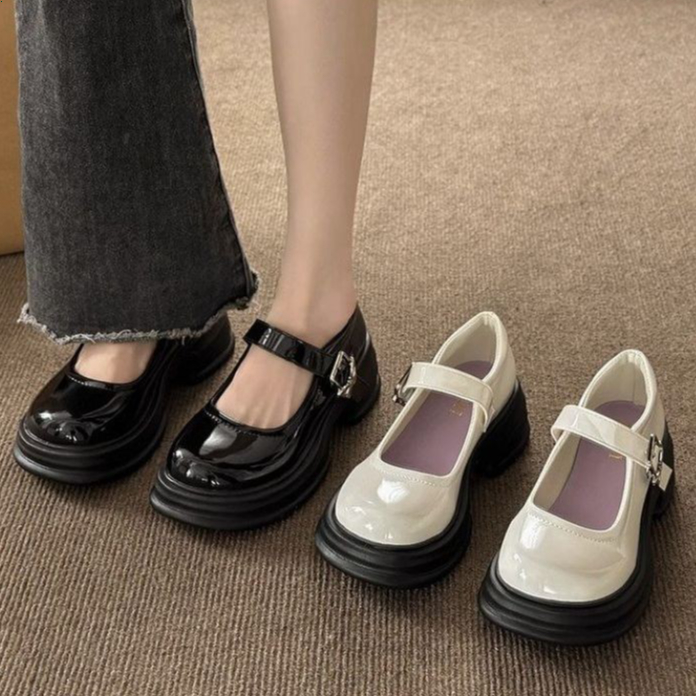 🔥Còn hàng🔥Giày búp bê nữ đế cao 5p,Giày babydoll 5cm Giày công chúa Đế dày, trắng và đen(35-40)