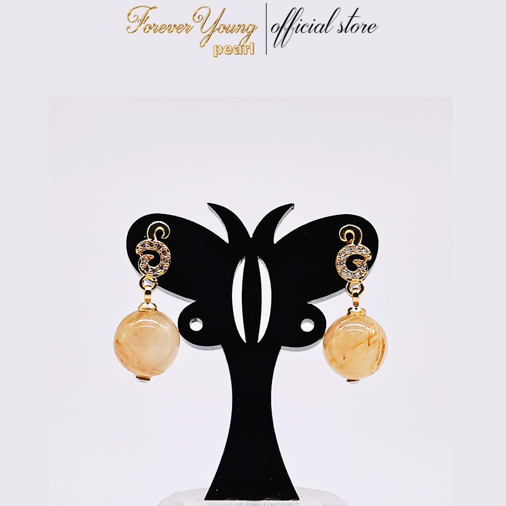 Mã BT66. Bông Tai mạ vàng 18K ngọc Trai Nuôi Nước Ngọt Dày 5-7Li Charm Đính Đá Cz Cao Cấp . Forever Young Pearl