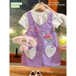 ❌❌XẢ SET YẾM 13-20KG❌❌ Set yếm kaki rời kèm áo cotton Baby Three so hot cho bé đi học, đi chơi, đi tiệc Sofia