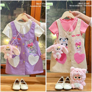 ❌❌XẢ SET YẾM 13-20KG❌❌ Set yếm kaki rời kèm áo cotton Baby Three so hot cho bé đi học, đi chơi, đi tiệc Sofia